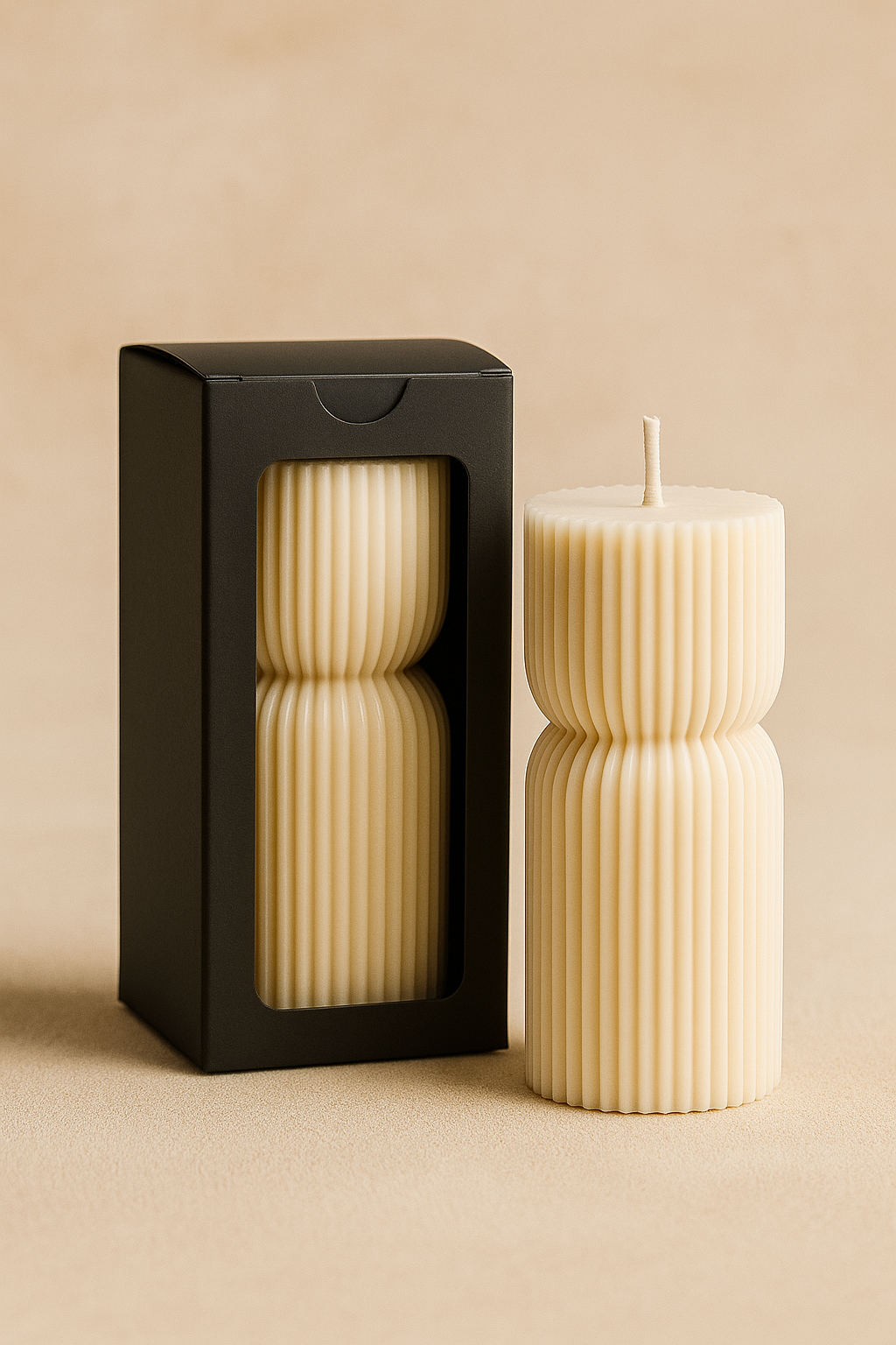 Scented Ribbed Pillar Candles – Handmade Soy Wax, Modern Sculptural Design – Small & Medium Sizes with Fragranc