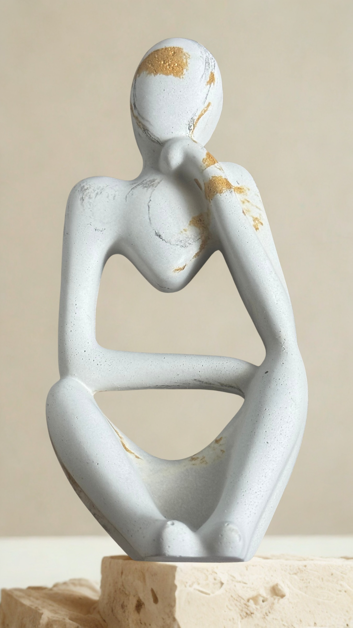 Concrete Marble Sculptural Figurines Set with Tray - Unique Home Decor