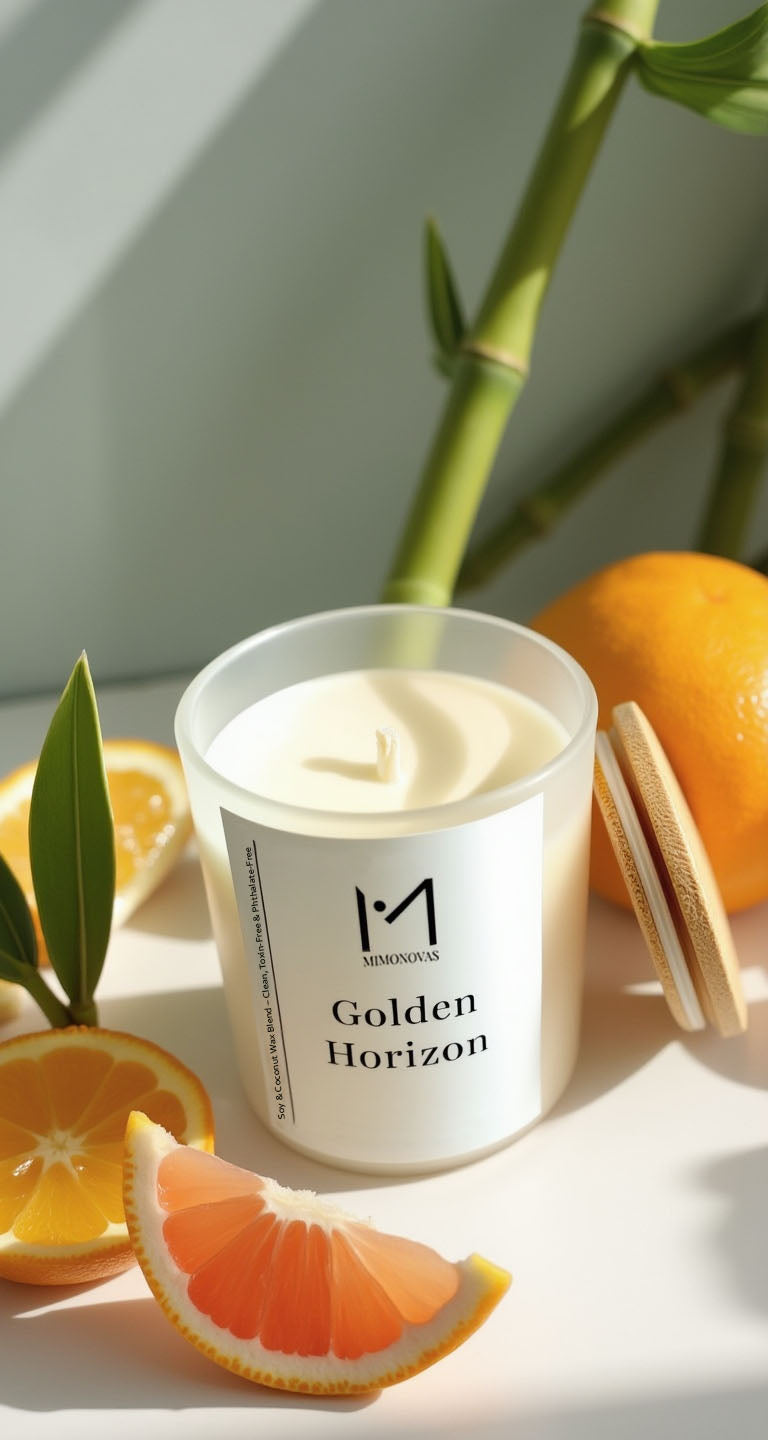 Golden Horizon Luxury Candle – 8.5 oz Frosted Glass | Hand-Poured Soy & Coconut Wax | Clean & Toxin-Free