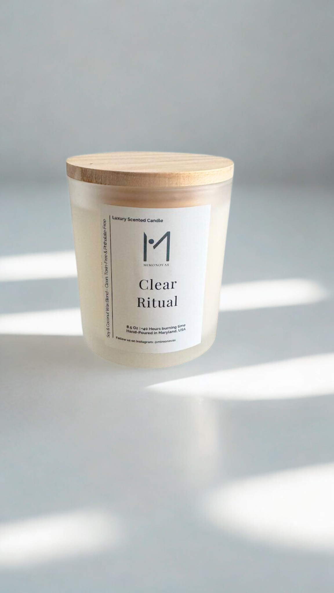 Clear Ritual Luxury Candle – 8.5 oz Frosted Glass | Hand-Poured Soy & Coconut Wax | Clean & Toxin-Free