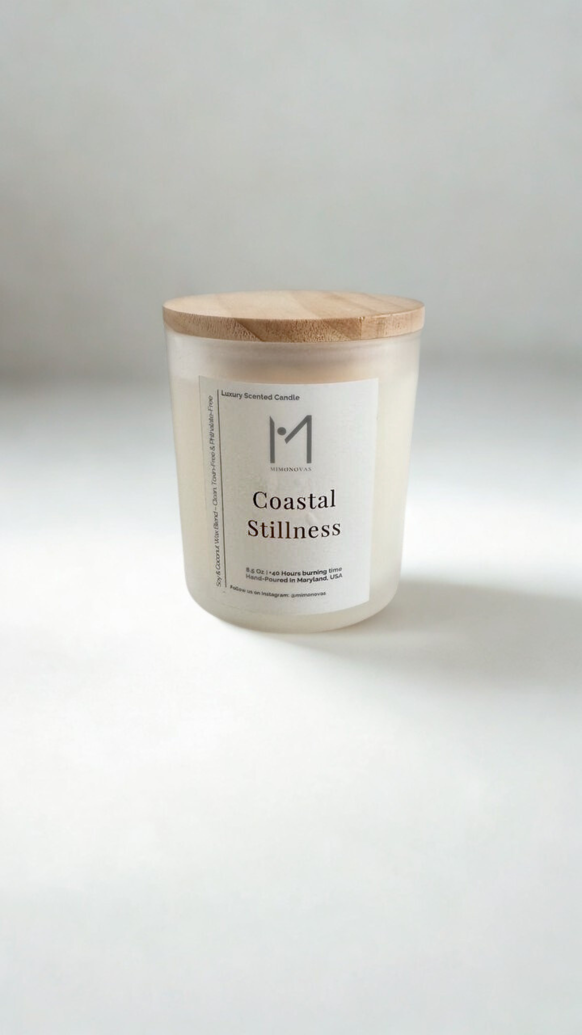 Coastal Stillness Luxury Candle – 8.5 oz Frosted Glass | Hand-Poured Soy & Coconut Wax | Clean & Toxin-Free