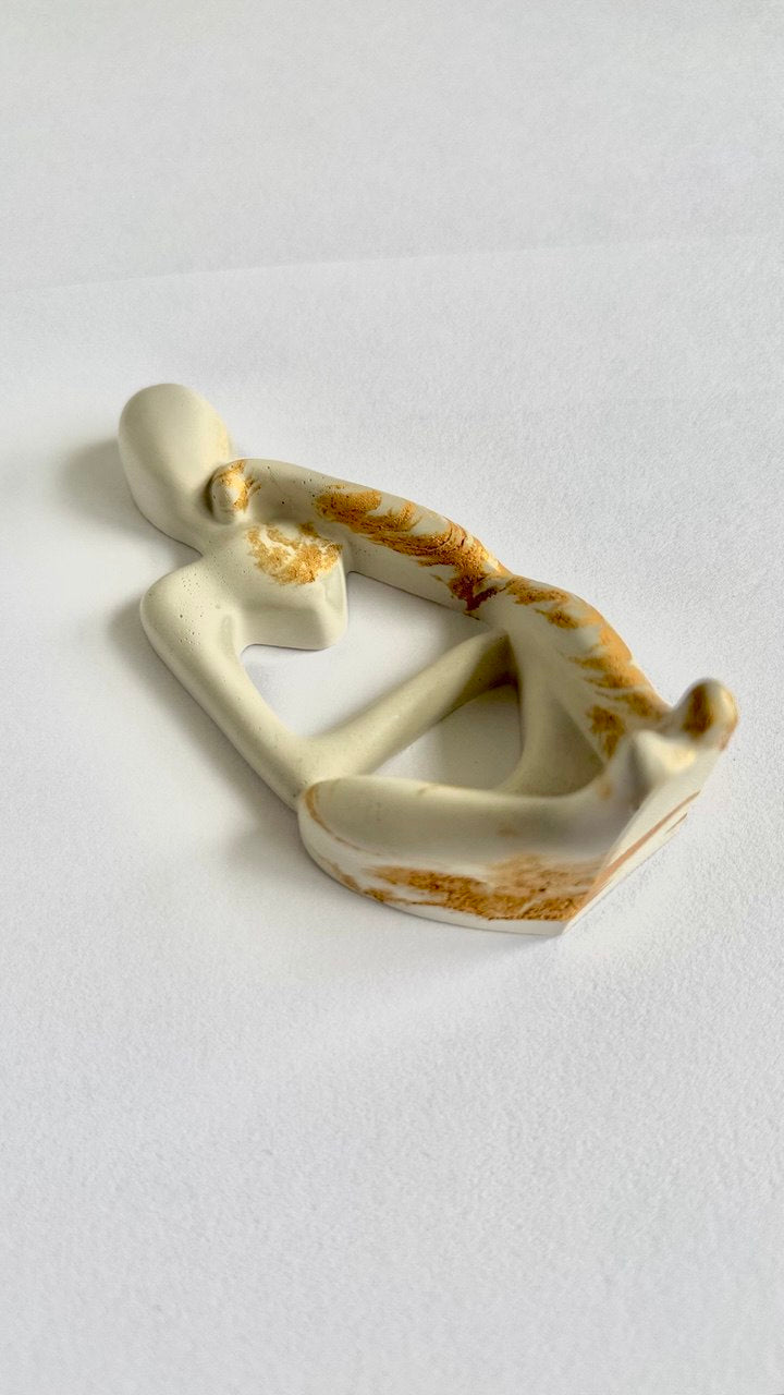 Juego de figuras escultóricas de mármol y hormigón con bandeja - Decoración única para el hogar