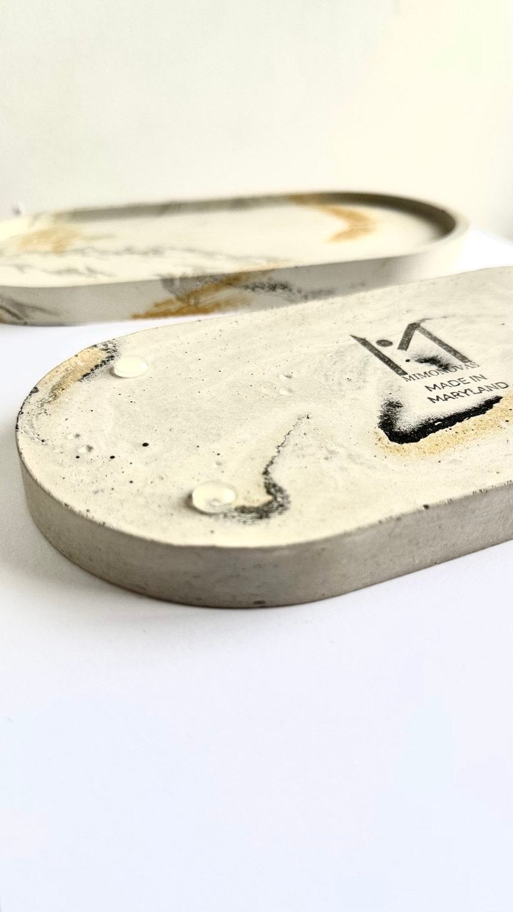 Concrete Marble Sculptural Figurines Set with Tray - Unique Home Decor