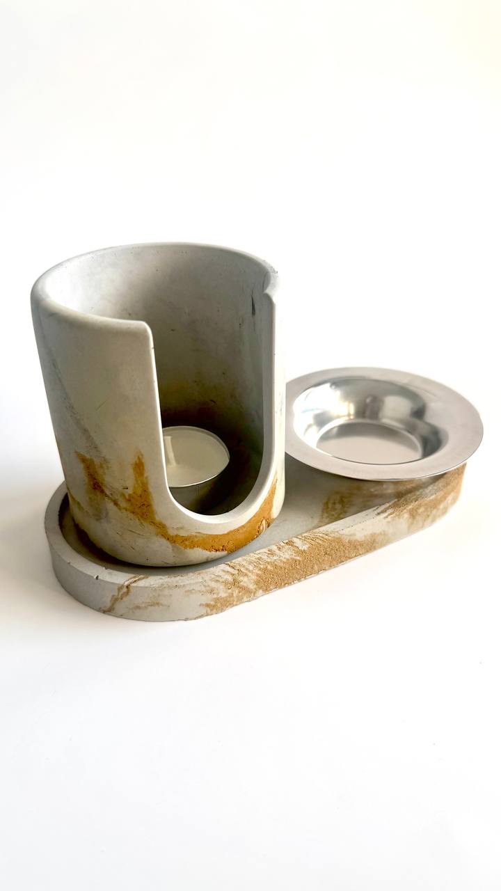 Minimalist Concrete Wax Melt Warmer – Cylinder Design