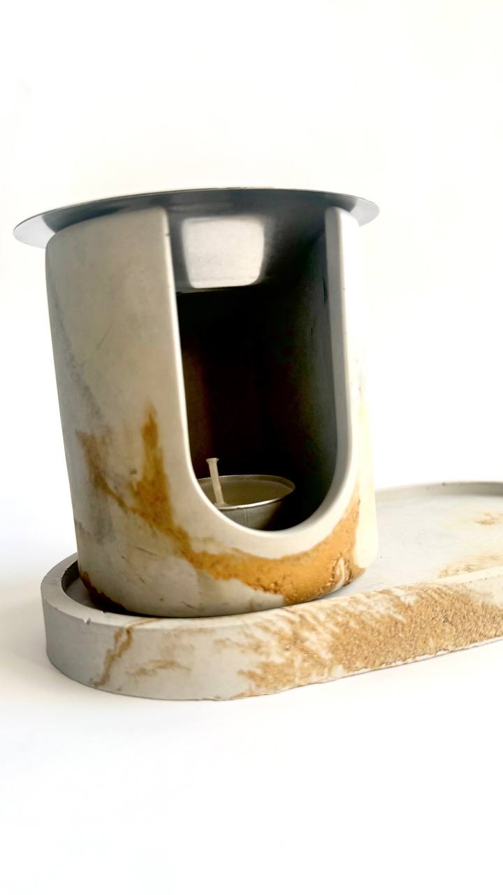 Minimalist Concrete Wax Melt Warmer – Cylinder Design