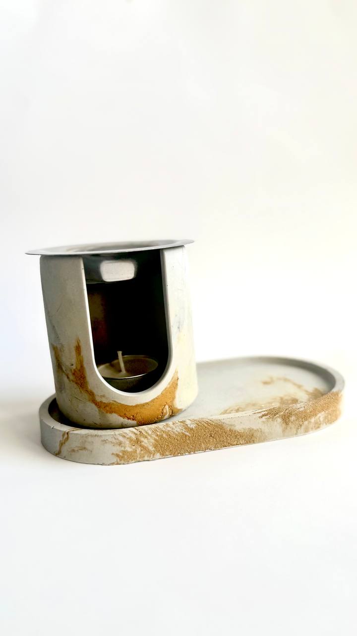 Minimalist Concrete Wax Melt Warmer – Cylinder Design