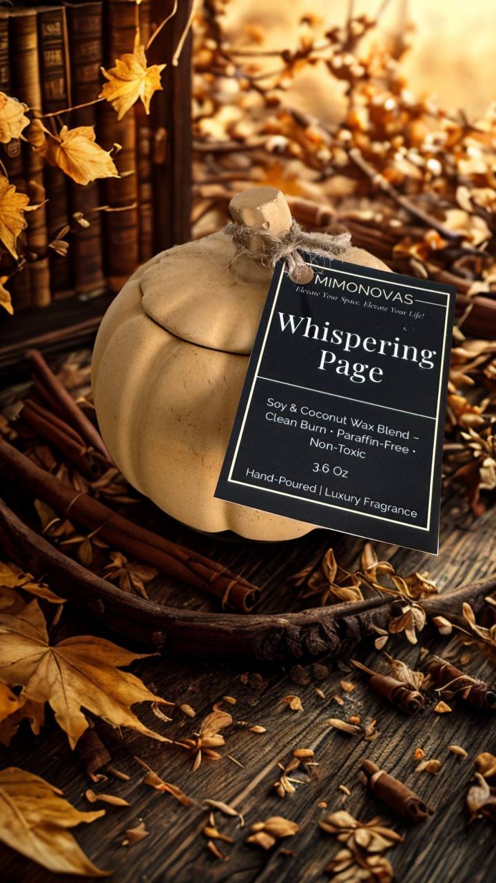Whispering Page Luxury Candle – 3.6 Oz | Hand-Poured Soy & Coconut Wax | Clean & Toxin-Free