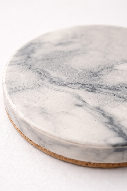 Round Coasters Set of 4 – Waterproof, Modern Cork-Backed Drink Coasters