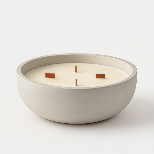 Luxury Concrete Candle – 22.5 oz | Handcrafted Bowl with Wooden Wicks