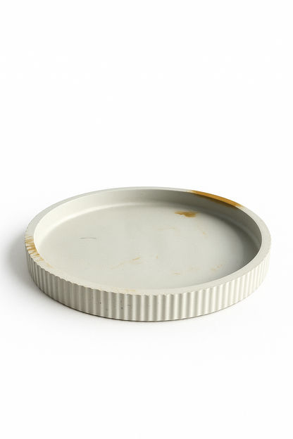 Round Concrete Decorative Tray – Modern Minimalist Home Decor with Gold Accent | Handmade Luxury