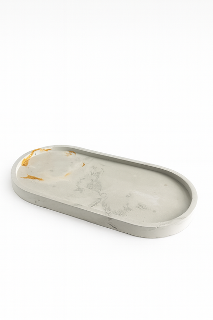 Juego de figuras escultóricas de mármol y hormigón con bandeja - Decoración única para el hogar