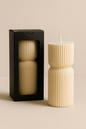 Scented Ribbed Pillar Candles – Handmade Soy Wax, Modern Sculptural Design – Small & Medium Sizes with Fragranc