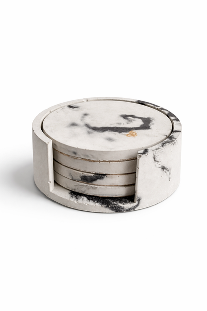 Round Coasters Set of 4 – Waterproof, Modern Cork-Backed Drink Coasters