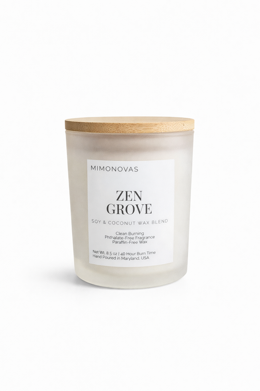 Vela de lujo Zen Grove – Vidrio esmerilado de 237 g | Cera de soja y coco vertida a mano | Limpia y sin toxinas
