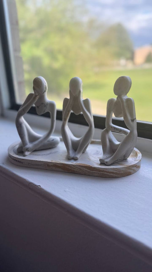 Concrete Marble Sculptural Figurines Set with Tray - Unique Home Decor