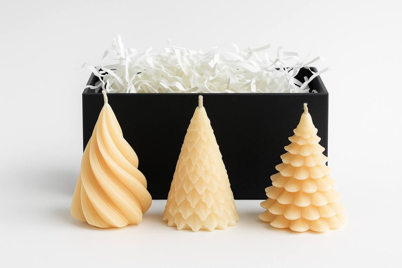 Mini Pine Forest Trio – Holiday Decorative Candle Set
