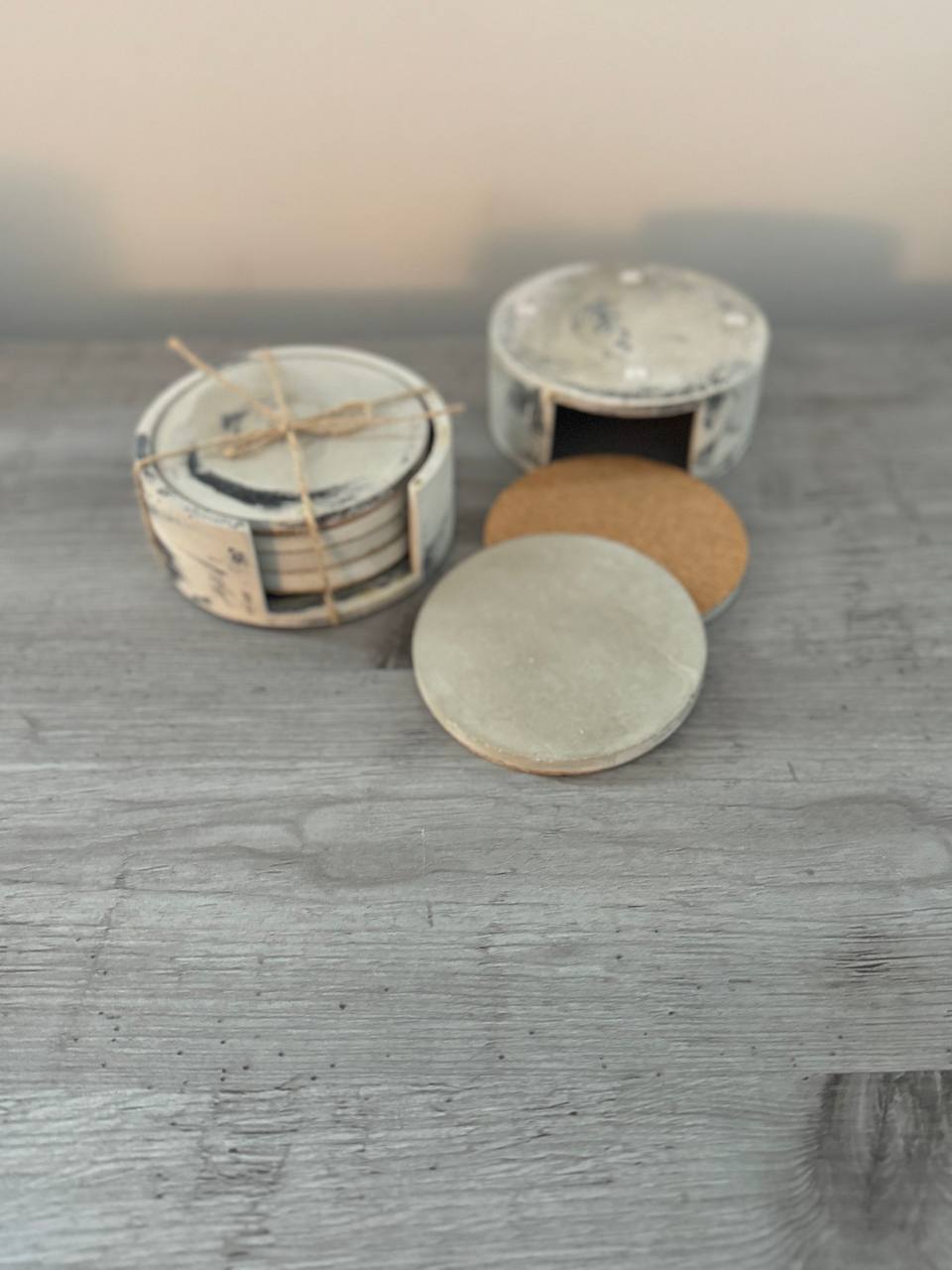 Round Coasters Set of 4 – Waterproof, Modern Cork-Backed Drink Coasters