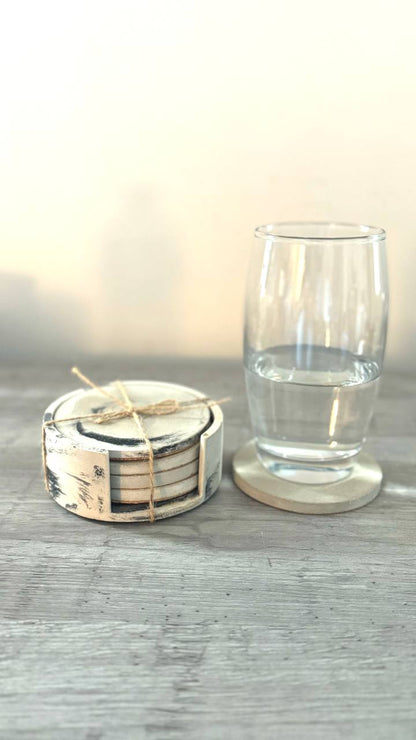 Round Coasters Set of 4 – Waterproof, Modern Cork-Backed Drink Coasters