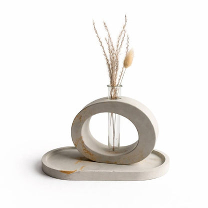 Oval Concrete Tray – Modern Handmade Home Decor | Elegant Minimalist Design