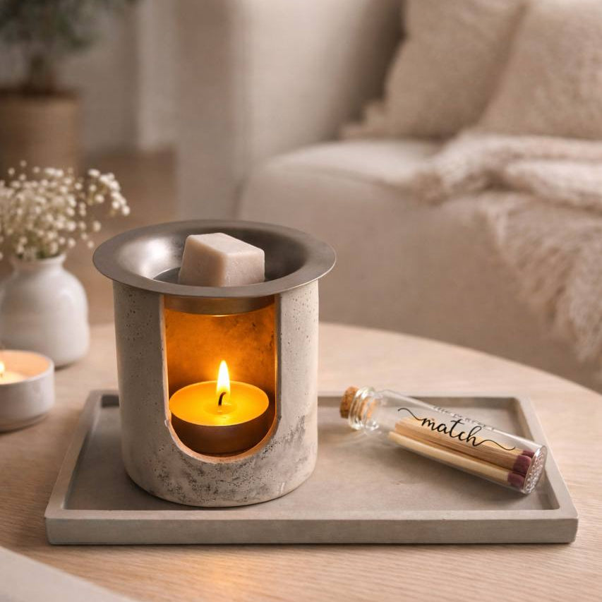 Minimalist Concrete Wax Melt Warmer – Cylinder Design