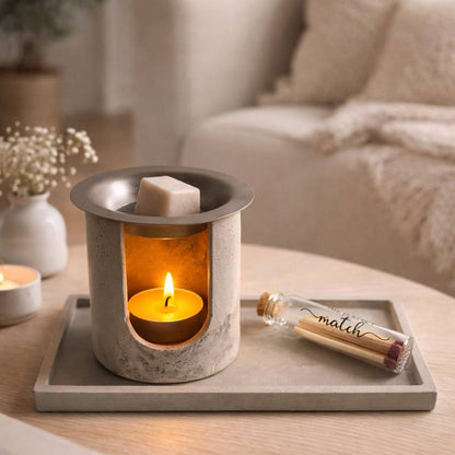 Minimalist Concrete Wax Melt Warmer – Cylinder Design