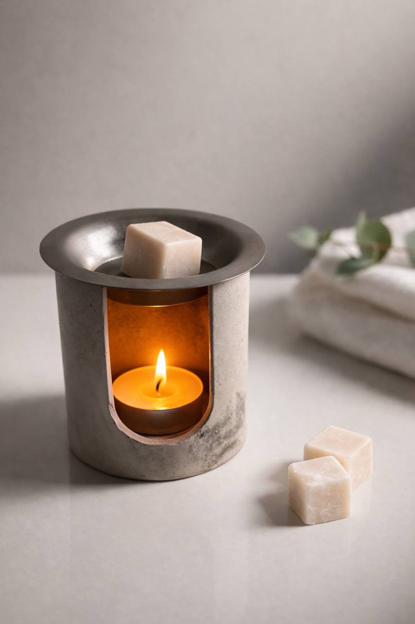 Minimalist Concrete Wax Melt Warmer – Cylinder Design
