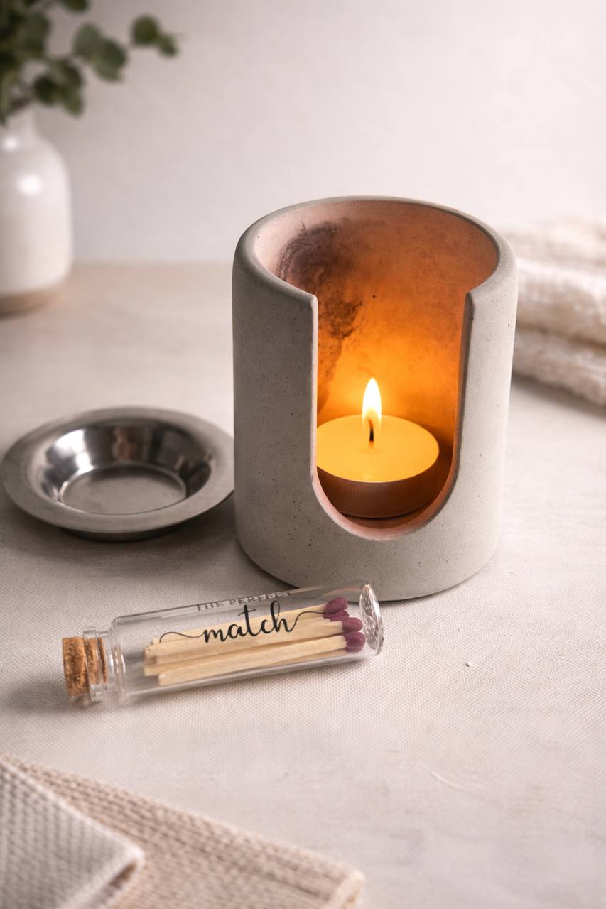 Minimalist Concrete Wax Melt Warmer – Cylinder Design