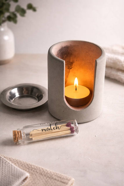 Minimalist Concrete Wax Melt Warmer – Cylinder Design