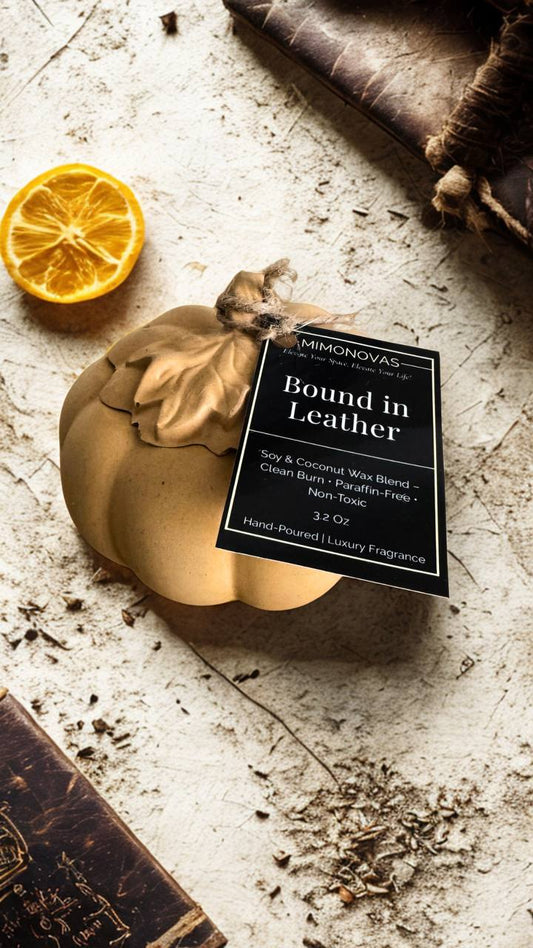 Bound in Leather Luxury Candle – 3.2 Oz | Hand-Poured Soy & Coconut Wax | Clean & Toxin-Free